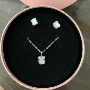 Tous necklace and earring silver